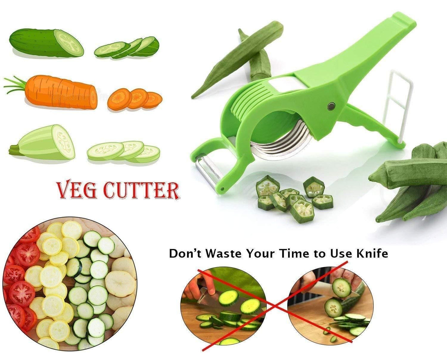 Plastic 2 in 1 Vegetable & Fruit Multi Cutter